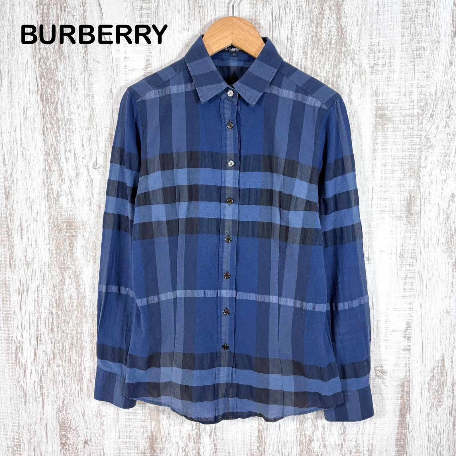 Burberry　チェック　シャツ　トップス　ブルー Burberry チェック シャツ トップス ブルー 【公式通販】