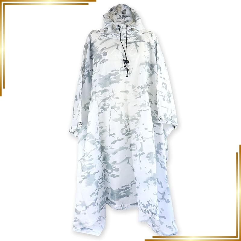 【新品】 [SHENKEL] シェンケル 迷彩 レインポンチョ (マルチカムアルパイン) 収納袋付き 雨具 カッパ 男女兼用 3WAY レインコート ミリタリー サバゲー 1