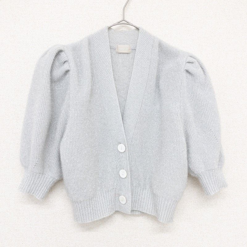 cygne シーニュ Clarisse カーディガン ラメ ニット 半袖 パフスリーブ