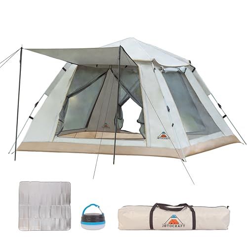 ワンタッチテント 3?4人用 簡易テント 初心者向け 簡単設営 二重層 通気 防風 防水 耐水圧2000mm UVカット加工 軽量 アウトドア ファミリー お花見 防災 登山用 ピックニックマット ランタン 収納袋 前室ポール付きe