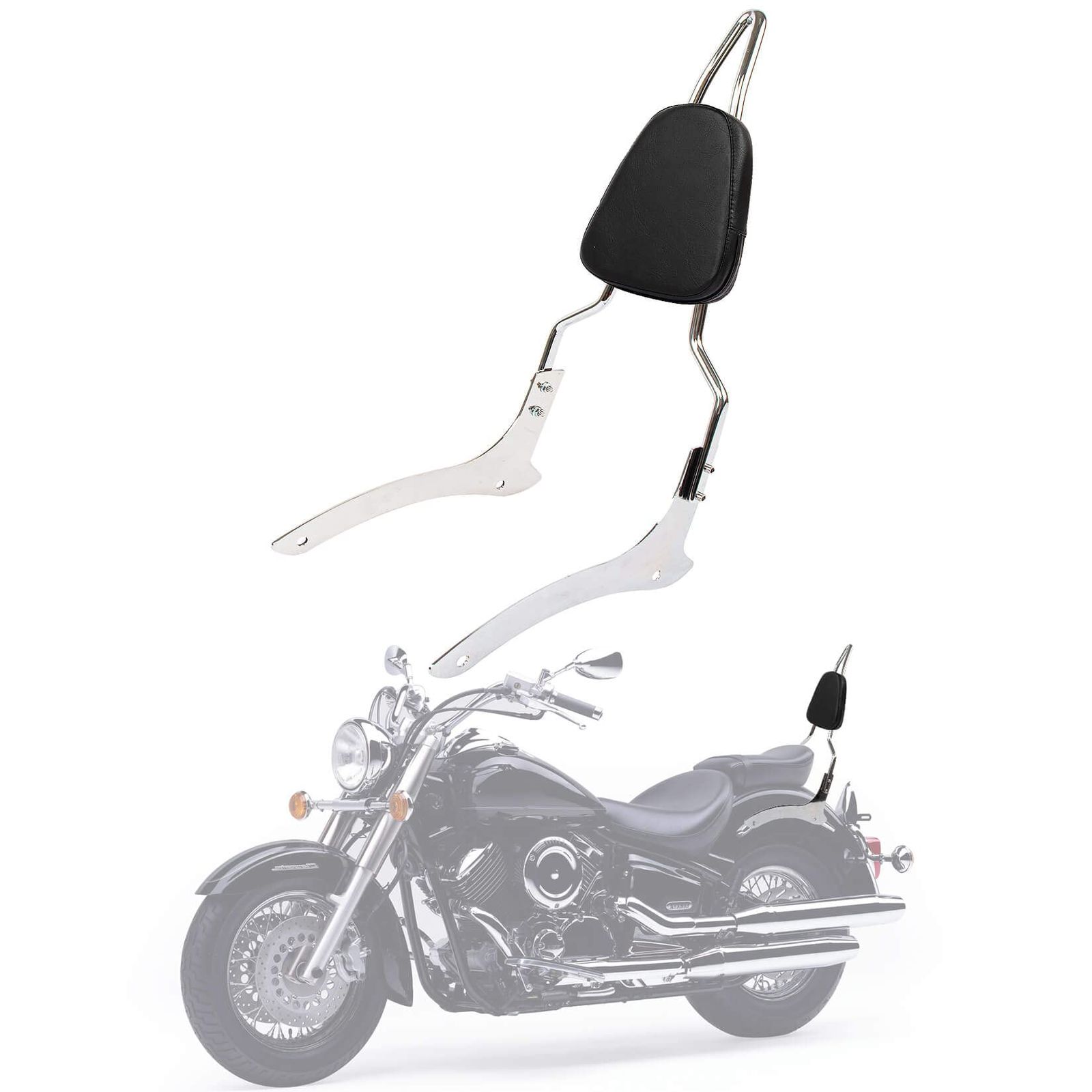 新品 バイク用 シーシーバー リアキャリア付き タンデムバー 背もたれ 