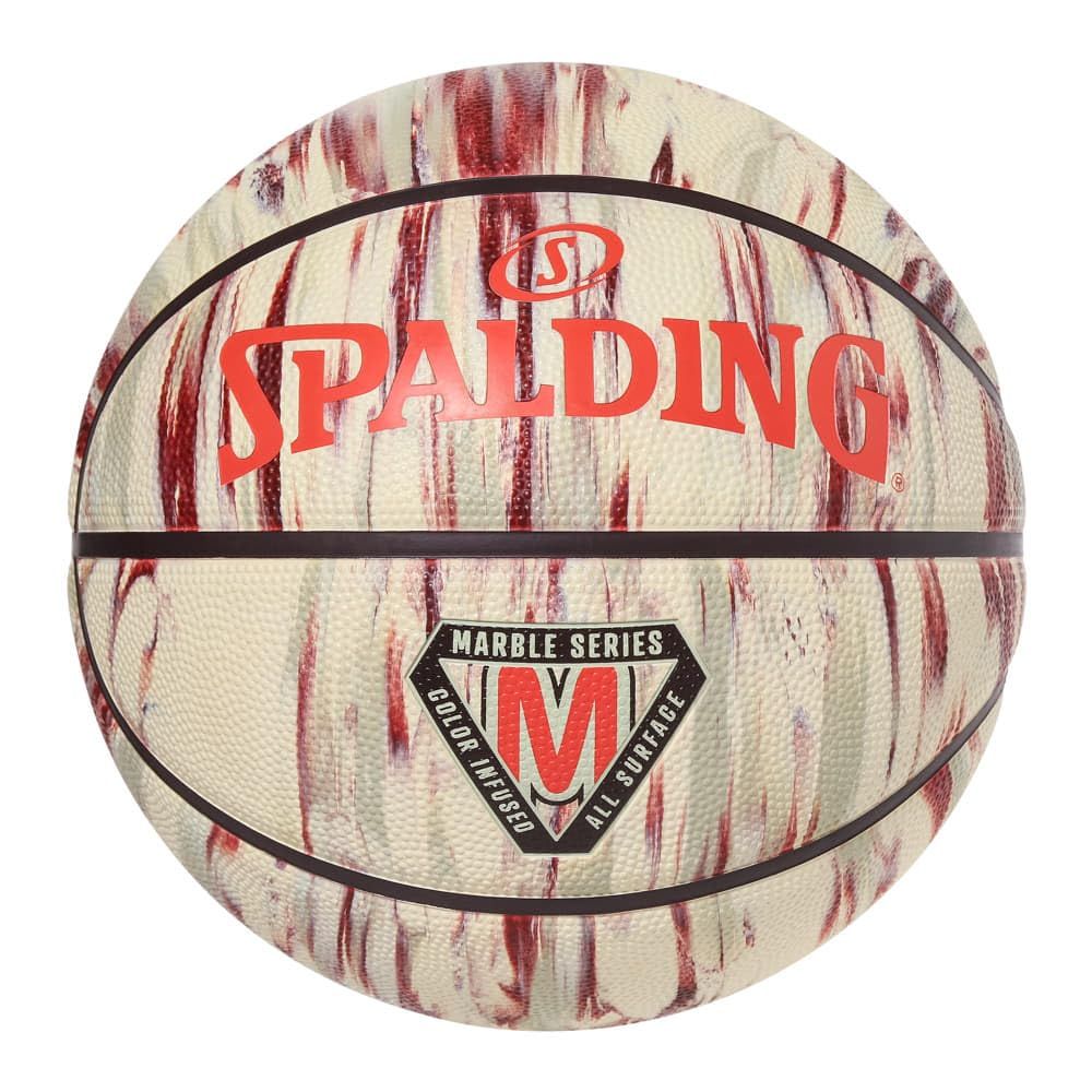 新品 SPALDING(スポルディング) バスケットボール マーブル クリーム×スカーレット 7号球 85-362J