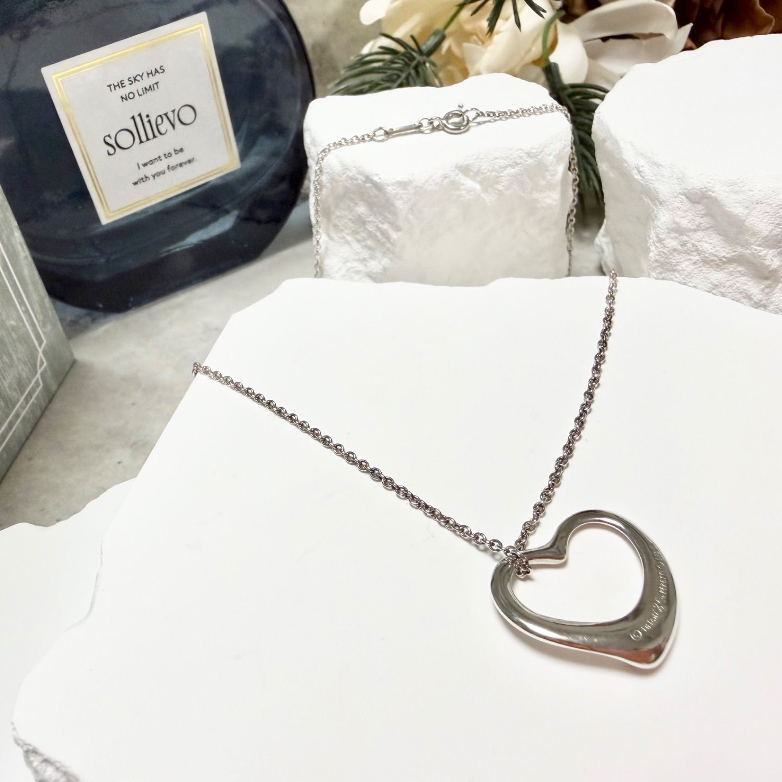 新品仕上げ済 Tiffany&Co. ティファニー オープンハート ネックレス L 