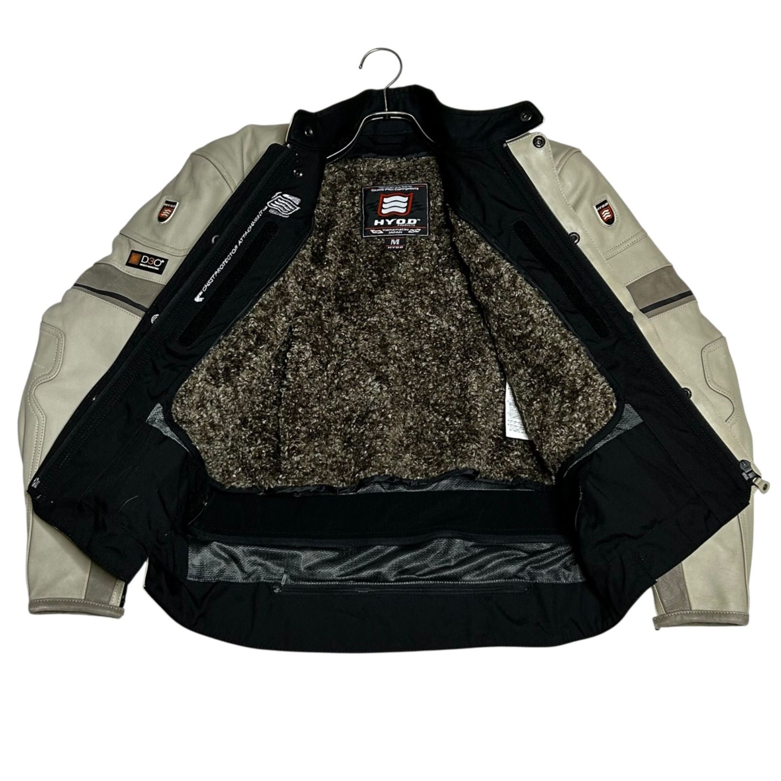 HYOD D3O搭載 本革 レザージャケット M 着脱式ボアインナー付属 肩肘 