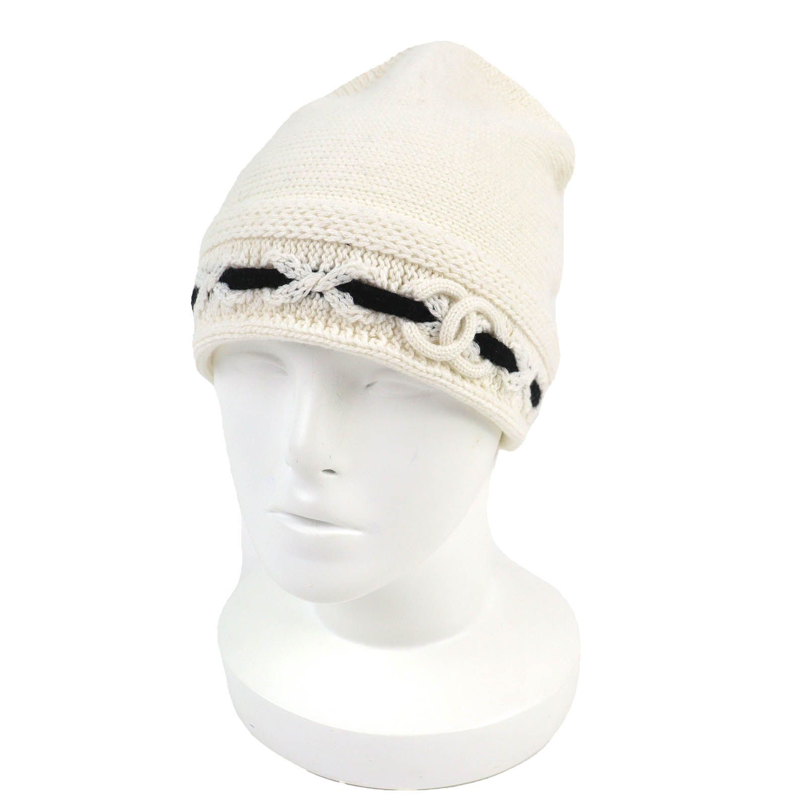CHANEL カシミヤ ニット帽 ベージュ　アイボリー　ホワイト系 正規品！！CHANEL カシミヤ ニット帽 ホワイト オールホワイトがあざと