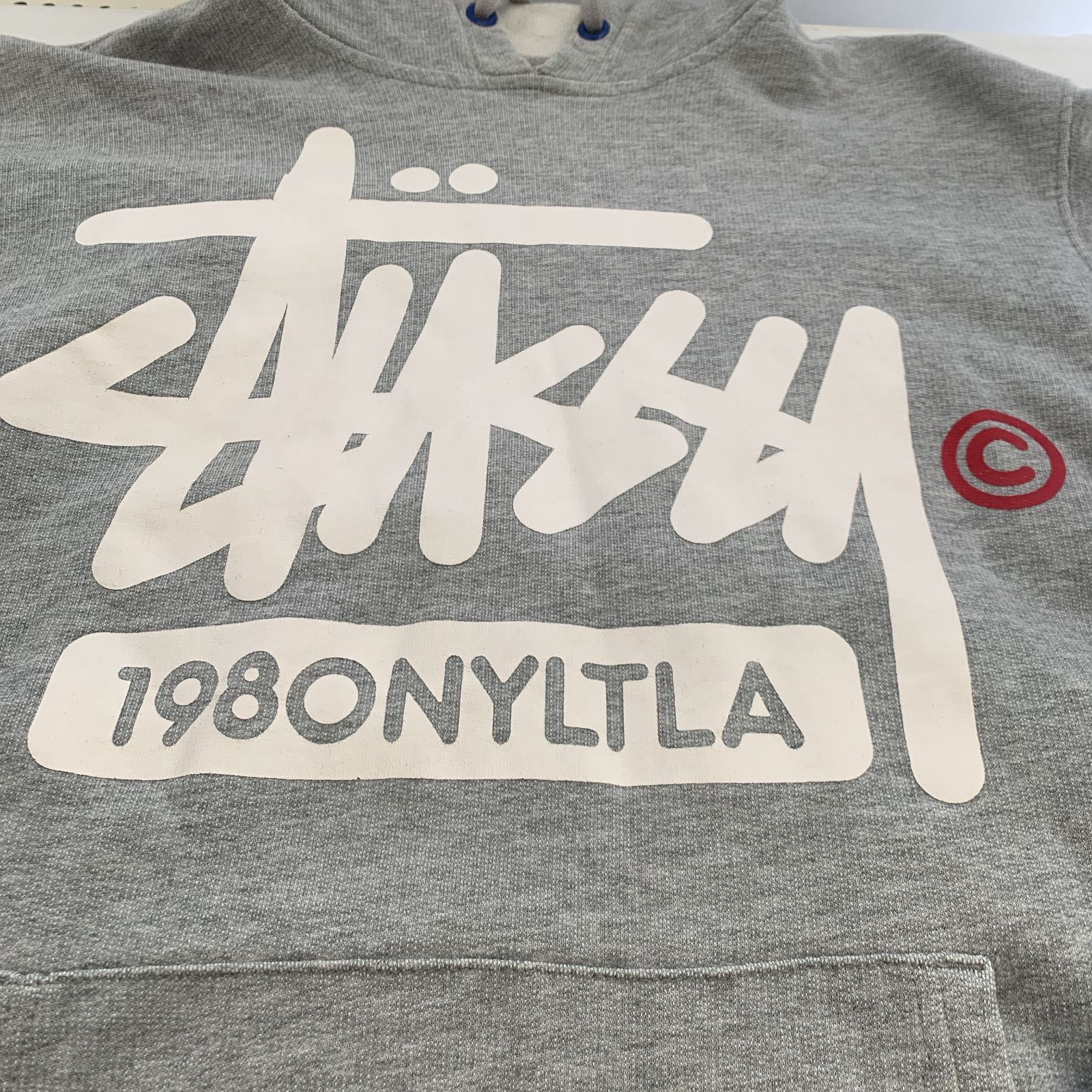STUSSY パーカー スウェット フーディー ロゴ コットン100％ M グレー 
