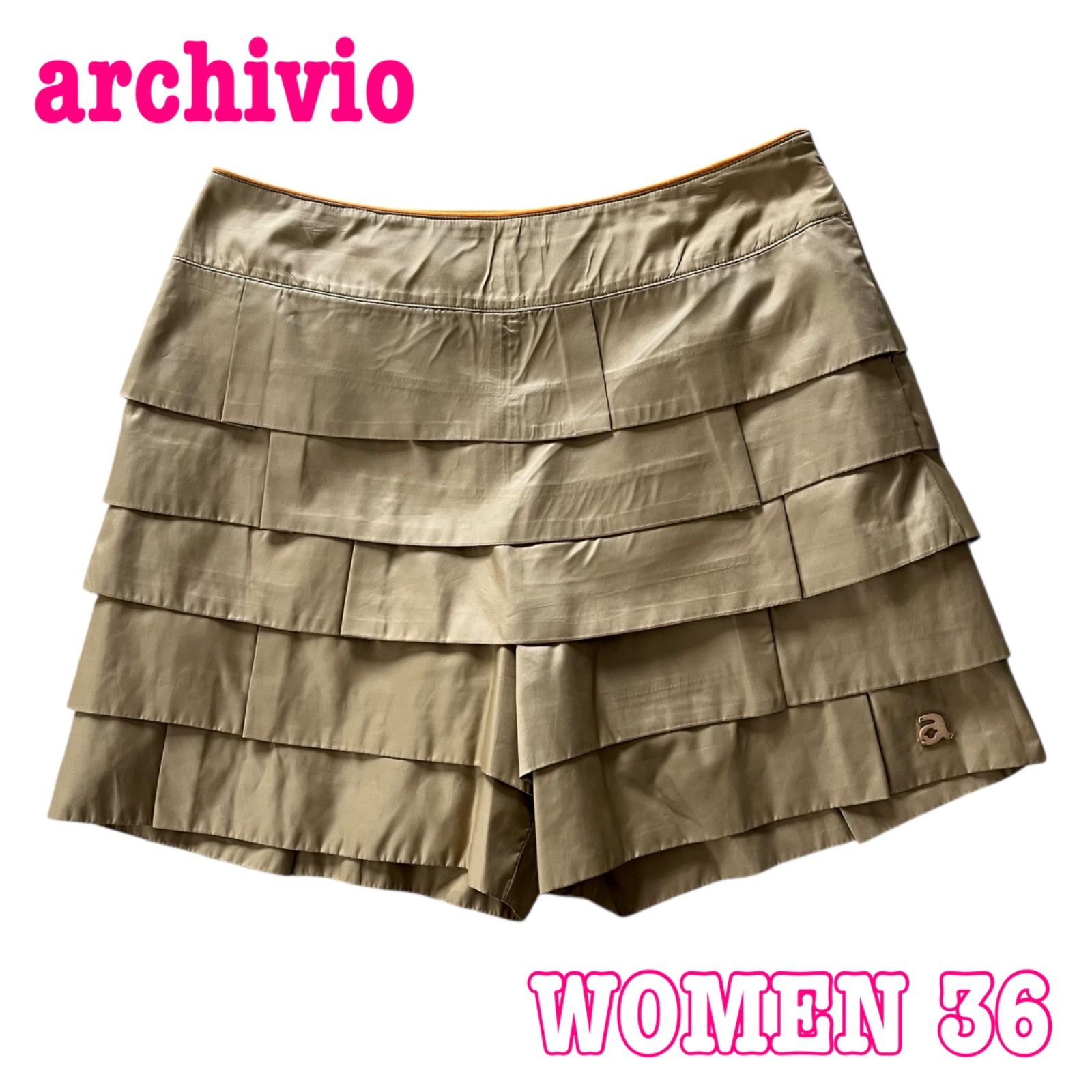 archivio アルチビオ 裏地付き フリル 速乾性 ショートパンツ 36 