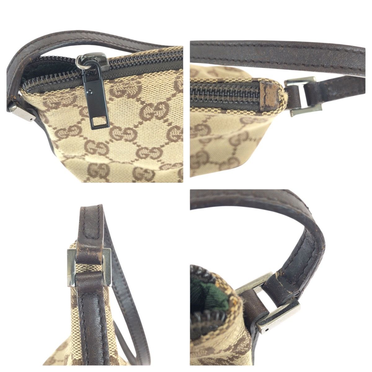 GUCCI グッチ ベージュ ブラウン シルバー金具 GGキャンバス/レザー
