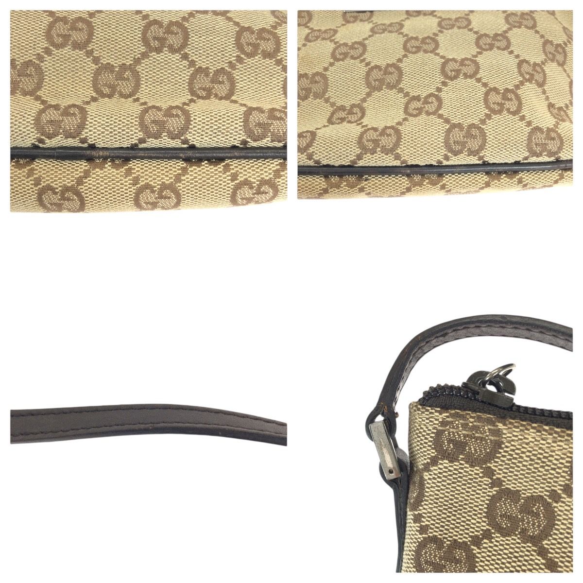 GUCCI グッチ ベージュ ブラウン シルバー金具 GGキャンバス/レザー