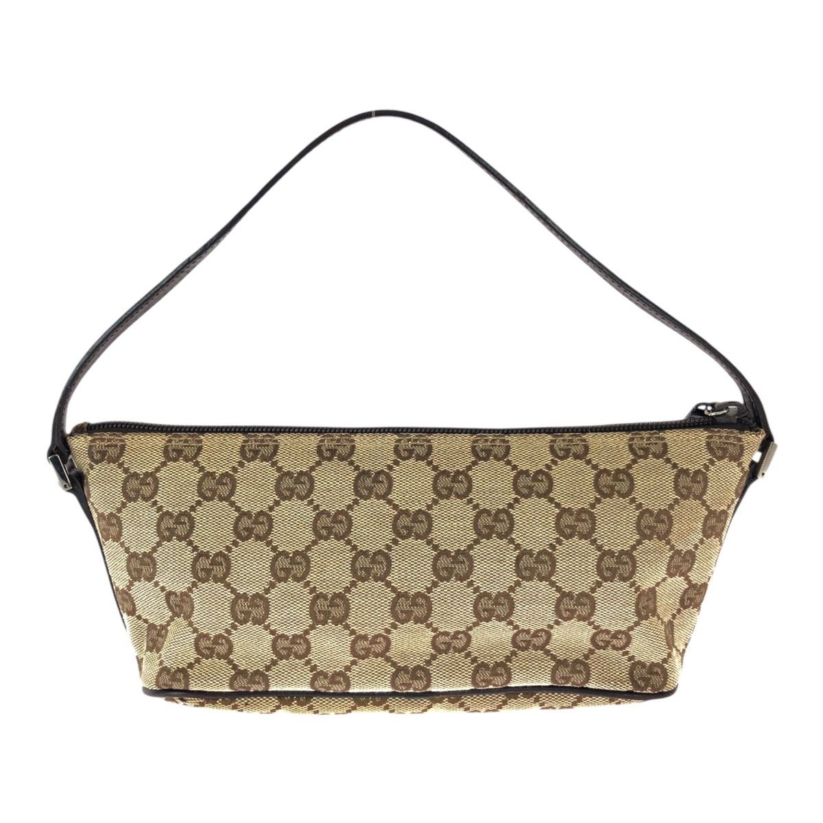 GUCCI グッチ ベージュ ブラウン シルバー金具 GGキャンバス/レザー 