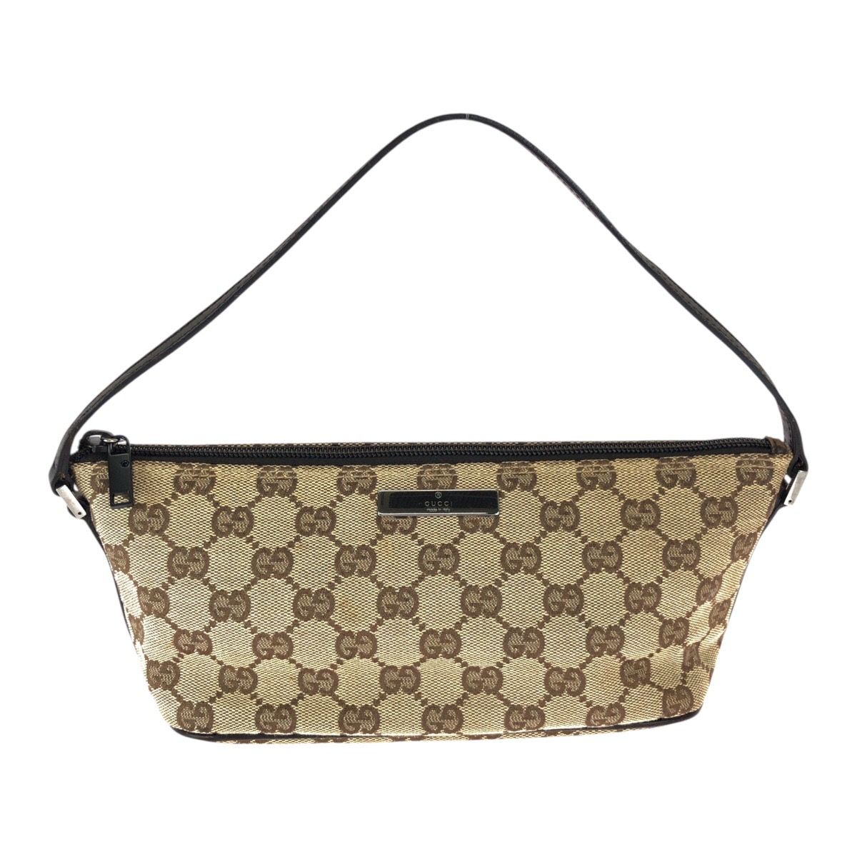 グッチ アクセサリーポーチ ハンドバッグ GG キャンバス GUCCI グッチ ベージュ ブラウン シルバー金具 GGキャンバス/レザー