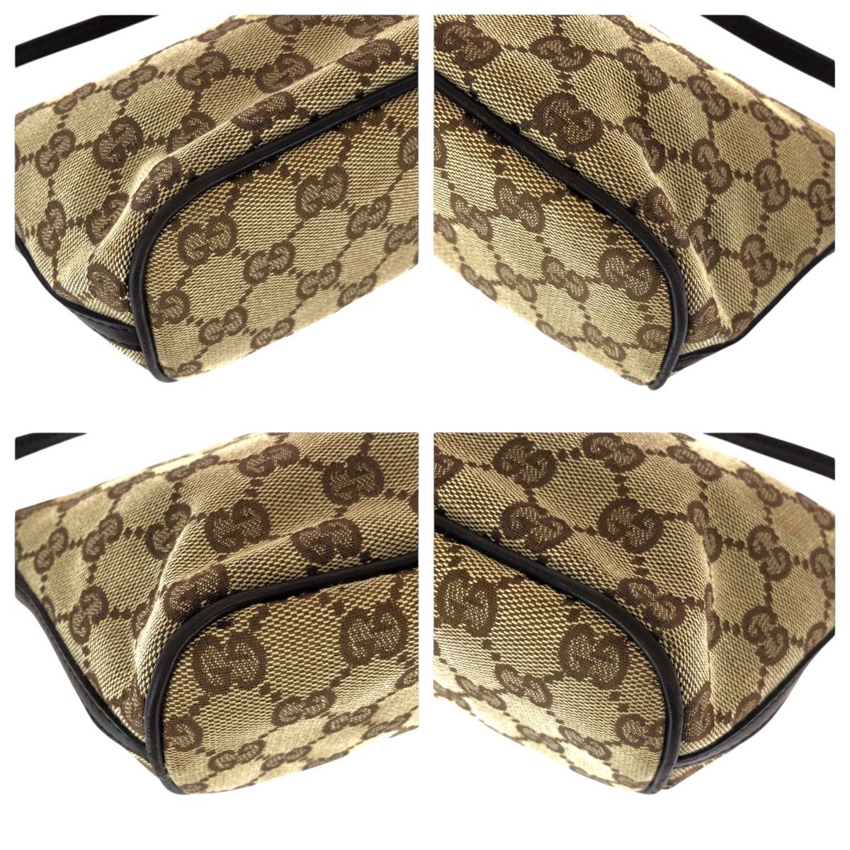 GUCCI グッチ ベージュ ブラウン シルバー金具 GGキャンバス/レザー