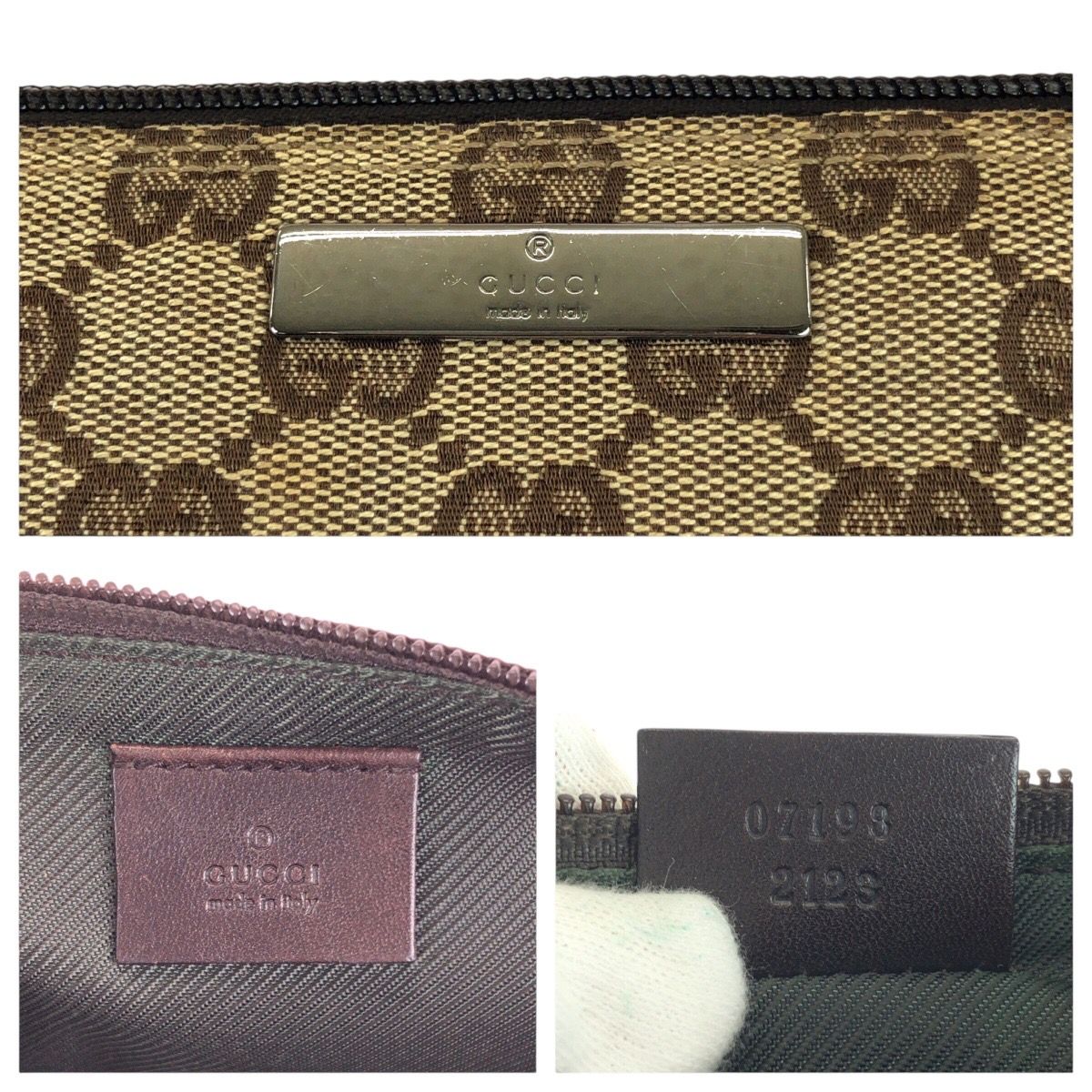 GUCCI グッチ ベージュ ブラウン シルバー金具 GGキャンバス/レザー
