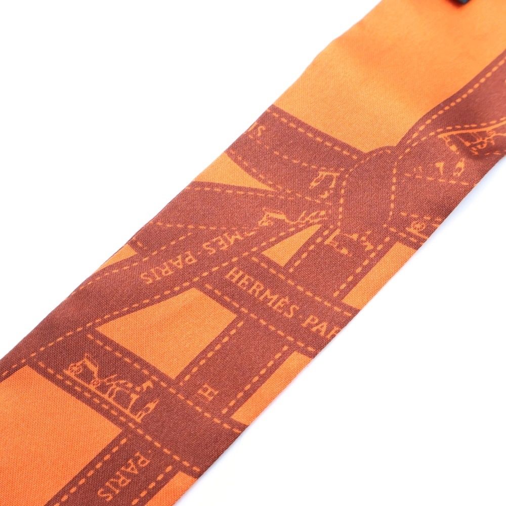 HERMES (エルメス) ツイリー ボルデュック シルクスカーフ オレンジ