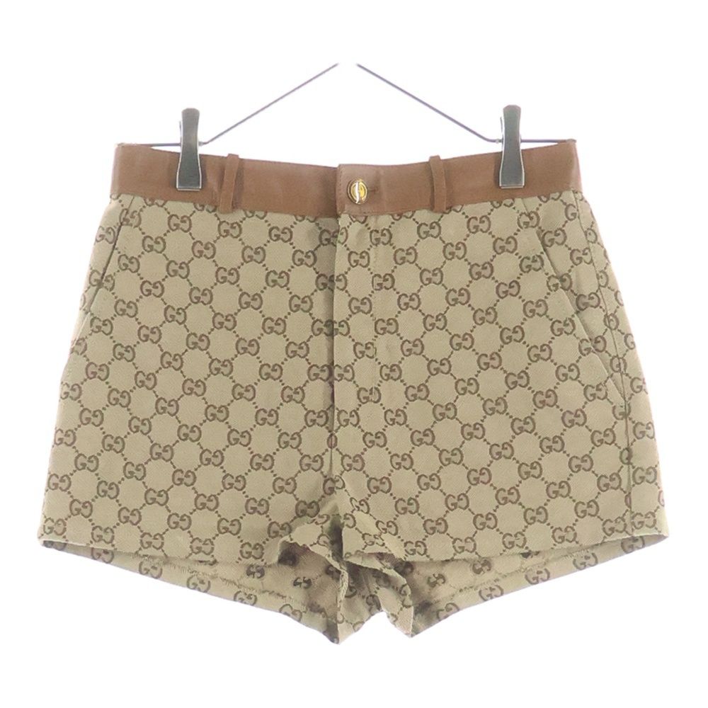 GUCCI (グッチ) GGキャンバス レザー ハーフ ショートパンツ ショーツ