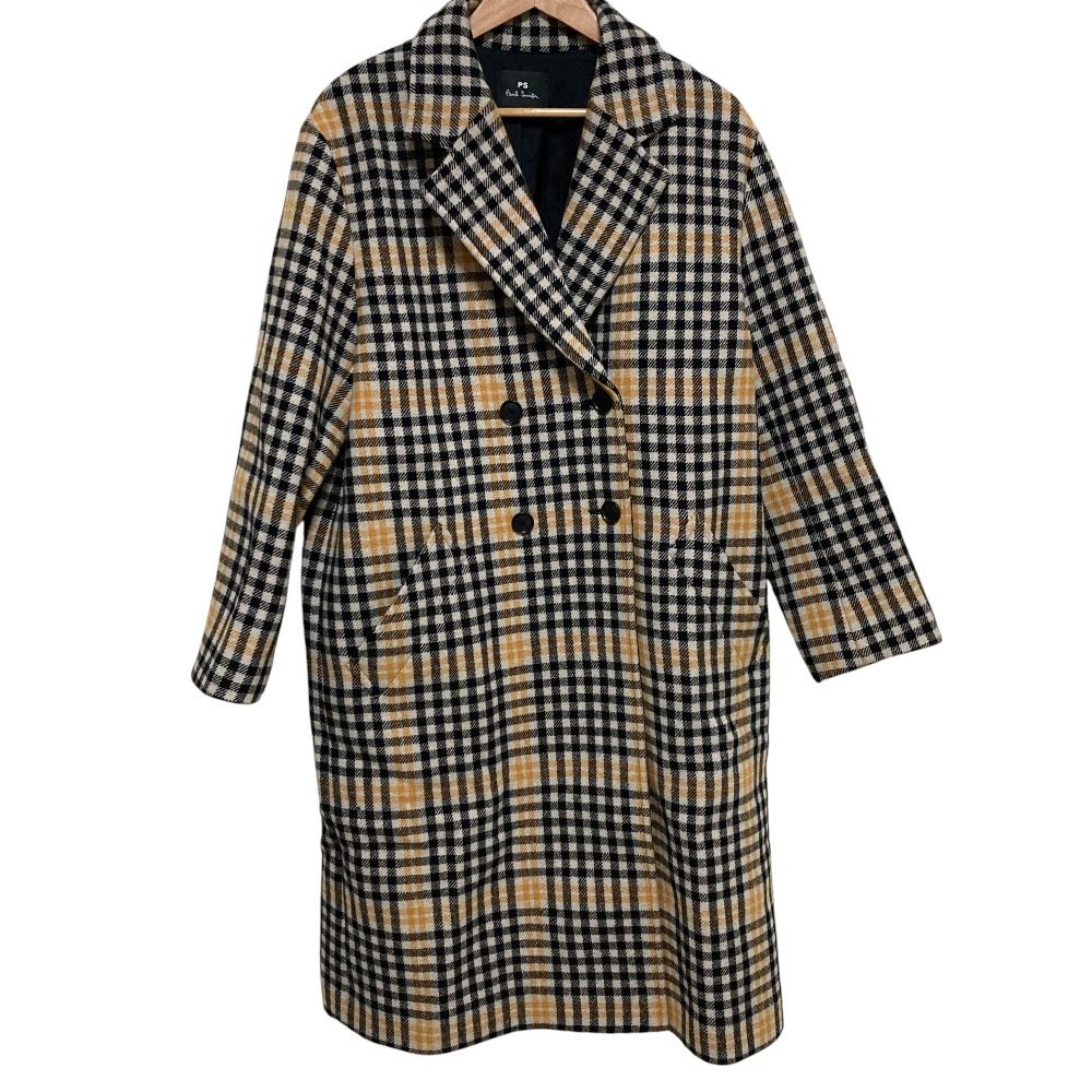 美品 PS Paul Smith ポールスミス チェック柄 ダブルブレスト ロング