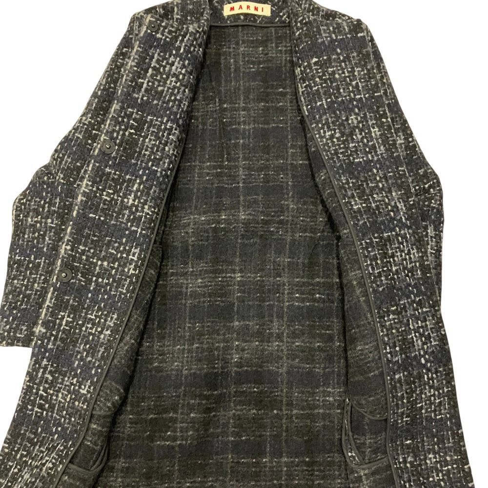 美品 MARNI マルニ ノーカラー ツイードコート ブラック 40 美品 MARNI マルニ ノーカラー ツイードコート ブラック 40