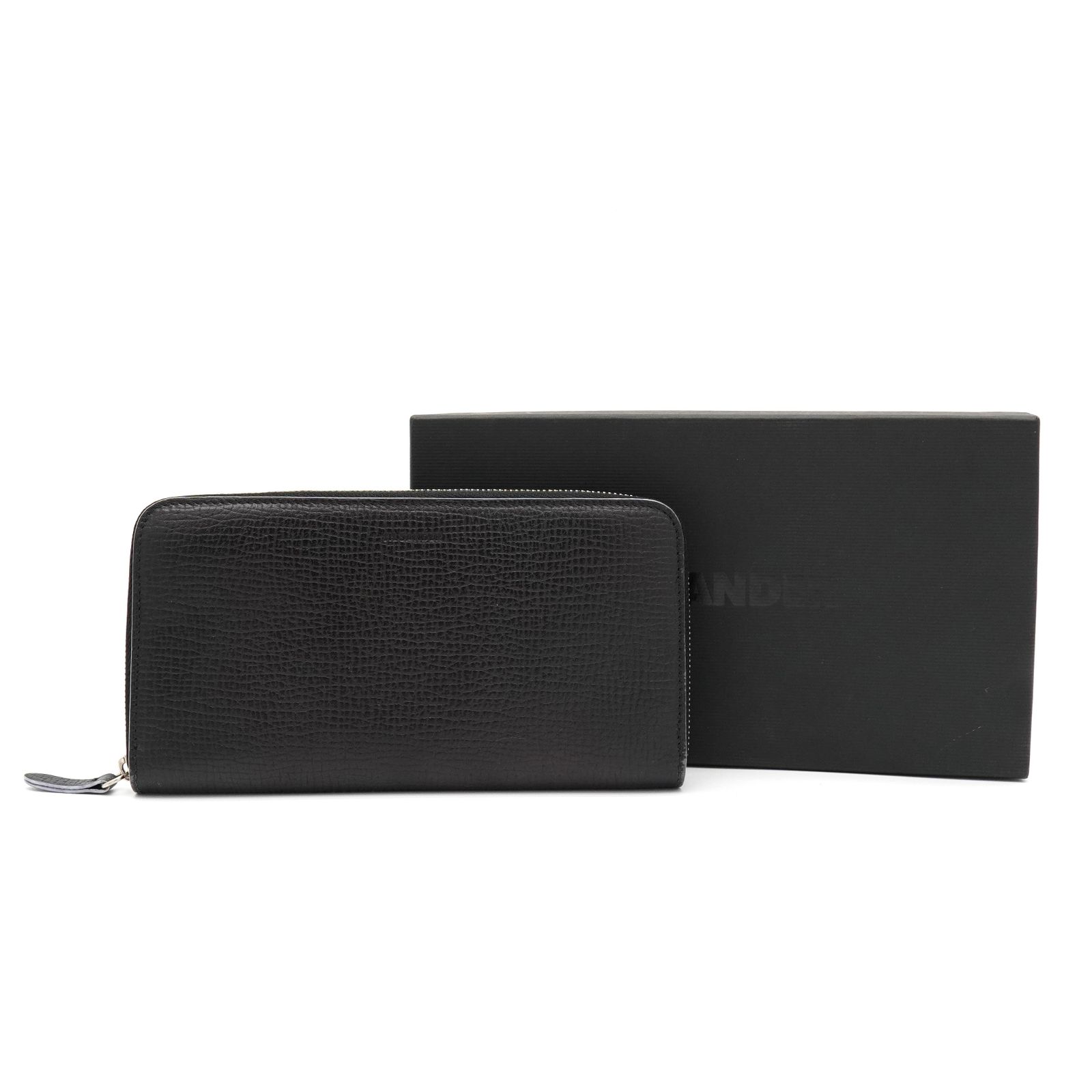 美品　JIL SANDER ジルサンダー　ラウンドウォレット　長財布　レザー　黒 ジルサンダー ロゴ ラウンドジップ レザー 長財布 ブラック 箱付き