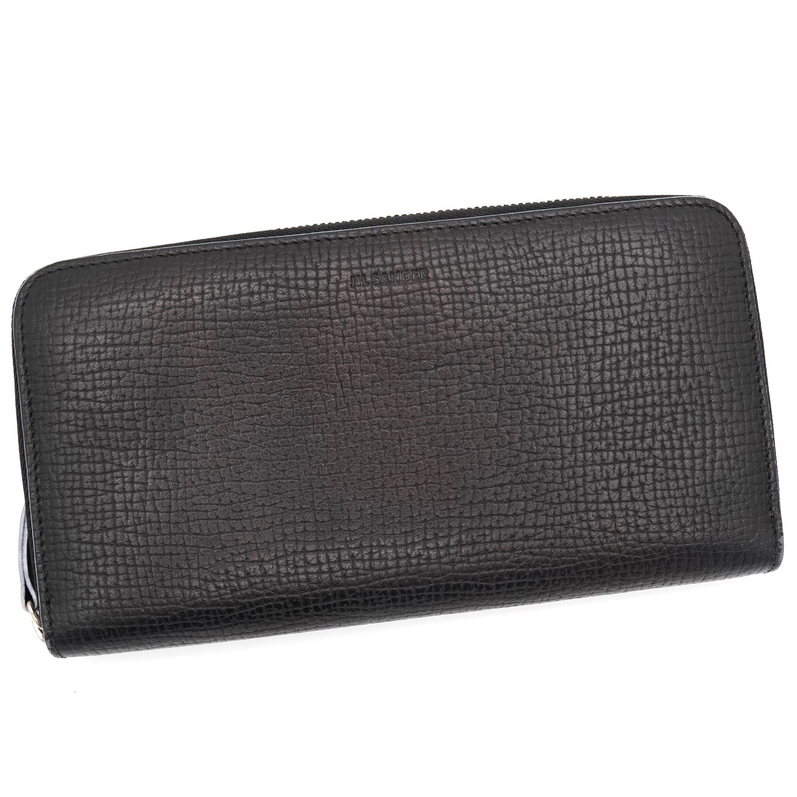 ジルサンダー ロゴ ラウンドジップ レザー 長財布 ブラック 箱付き