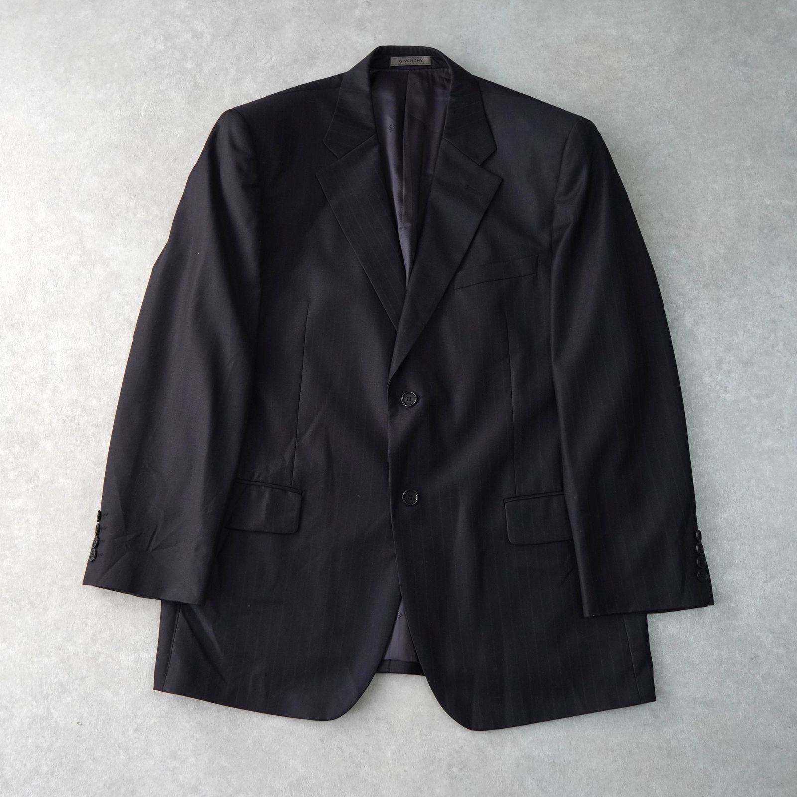 ジバンシィ GIVENCHY テーラードジャケット 2B シングル 46 紺 黒