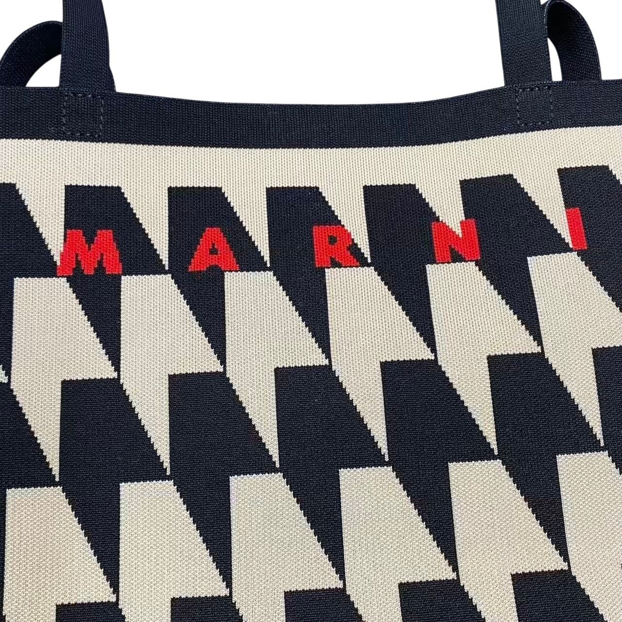 c23 MARNI マルニ 千鳥格子 ジャガード トートバッグ ブラック