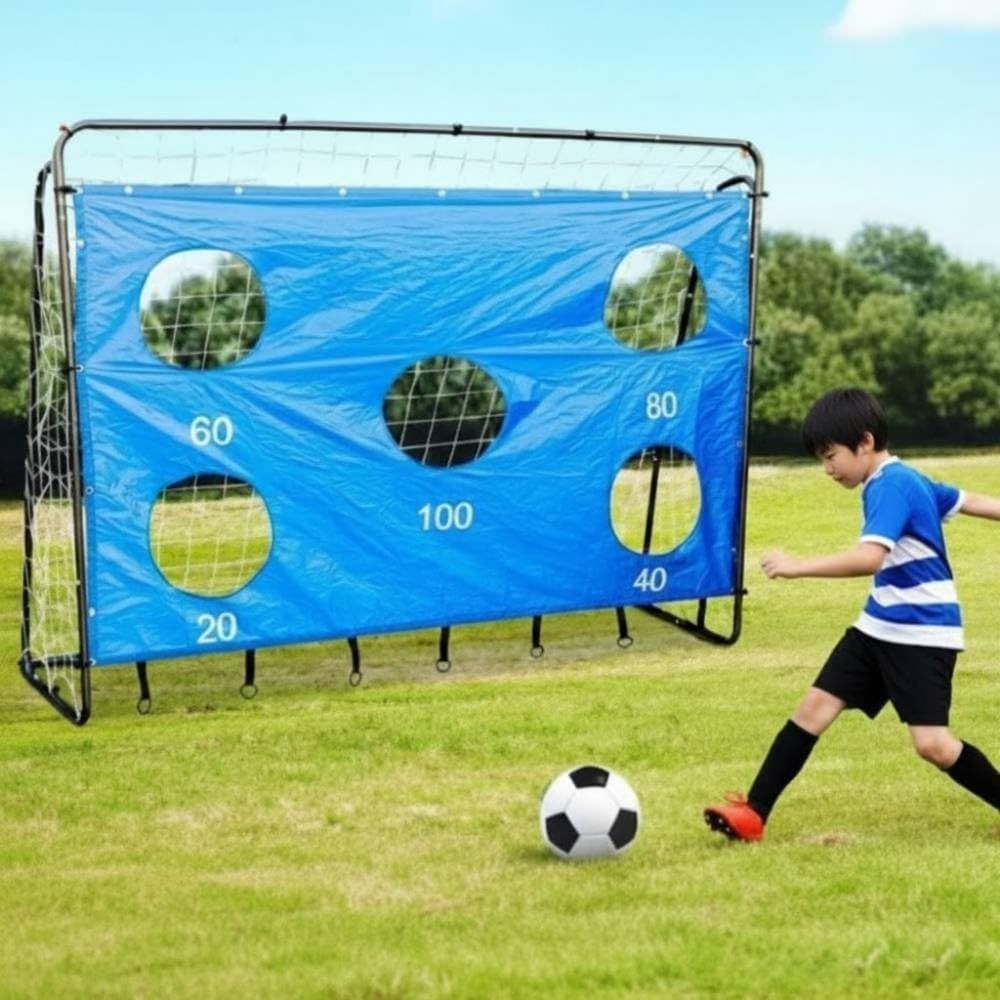 新品 iimono117 サッカーゴール ゴール 大型 折りたたみ【持ち運びバッグ ターゲットネット 付き 】屋外 フットサルゴール キックターゲット ゲーム 対戦 練習 トレーニング サッカークラブ (ブルー)
