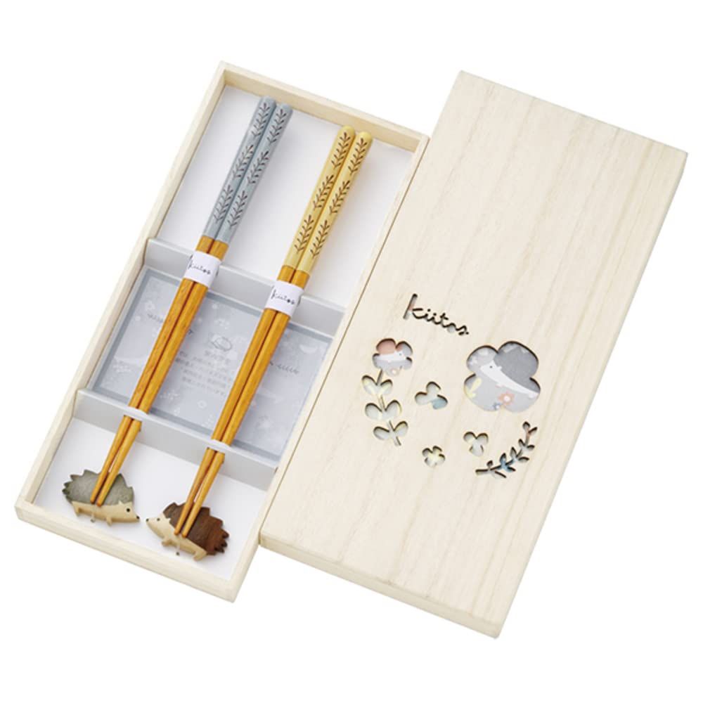 新品 箸＆箸置き 桐箱入りギフトセット 箸ギフトセット ハリネズミ＆オリーブ/家内安全
