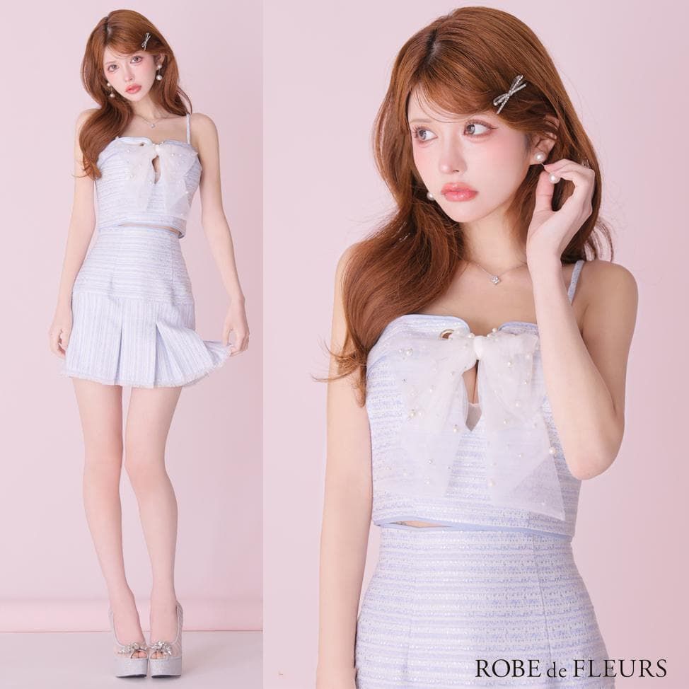 ROBE de FLEURS / ローブドフルール】ドリーミーパールチュールリボン 