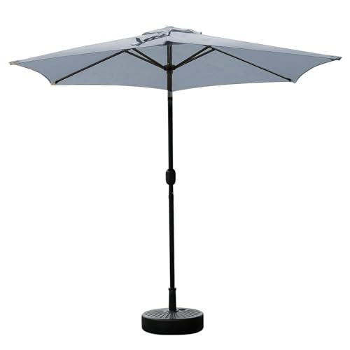 新品 DEWEL パラソル ガーデンパラソル 風に強い UVカット 角度調整可能 日除け 撥水加工 折りたたみ 簡単開閉 ビーチパラソル 鉄製 アウトドア ビーチ キャンプ 庭 テラス ベランダ ガーデニング バルコニー（グレー，200cm）