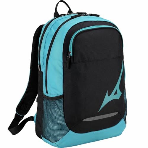 新品 [ミズノ] ラケットスポーツ テニス/ソフトテニス バックパック1本入れ ジュニア ブラック×ターコイズ 63JDB009