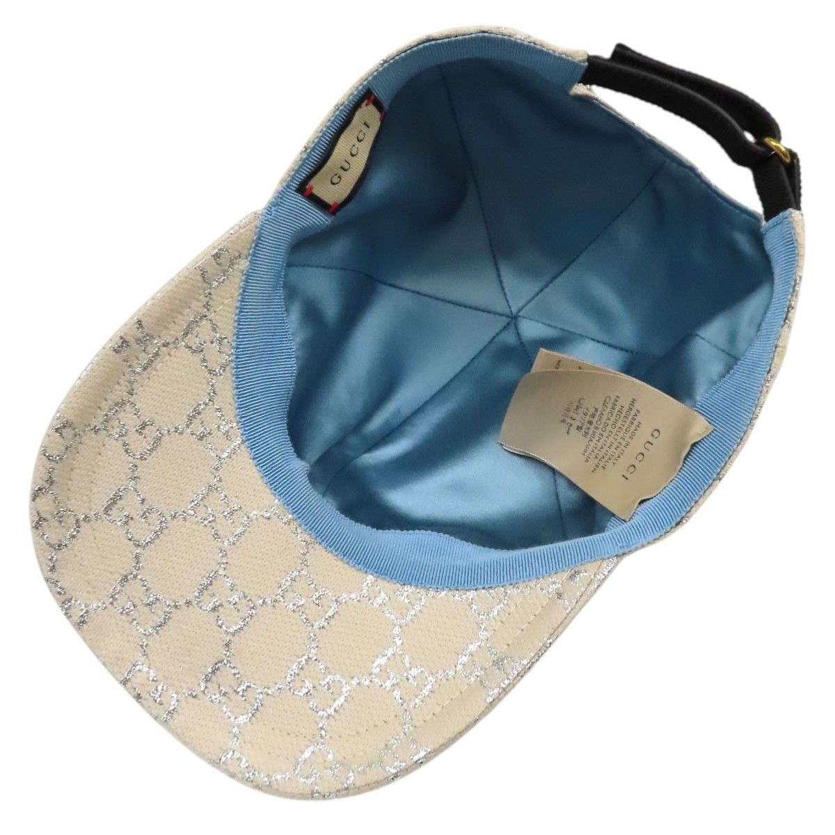 GUCCI ラメGGキャンバス ベースボールキャップ Mブルー×シルバー グッチ GG ラメ ベースボールキャップ 631953 ユニセックス オフ