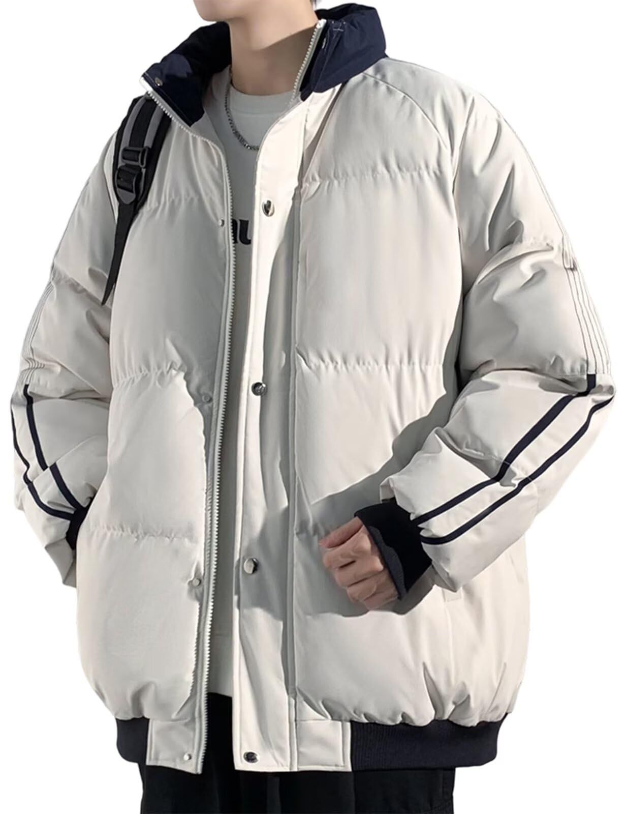 [ｂｌｕｅｆｅｅｌ] ダウンジャケット メンズ トップス 冬服 中綿 ジャケット Amazon | [bluefeel] ダウンジャケット メンズ ストライプ柄