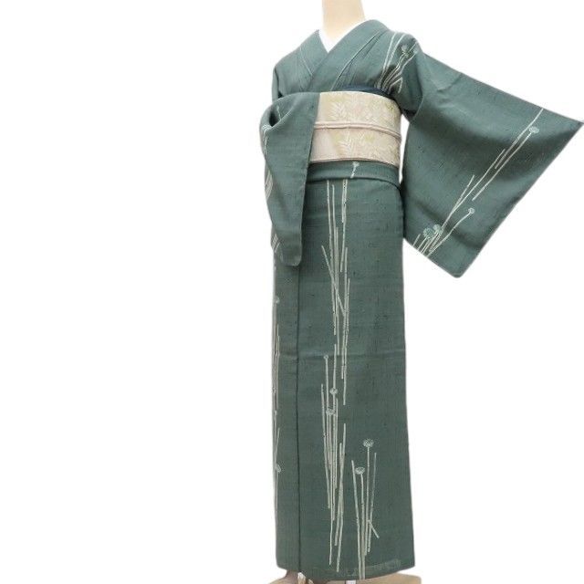 百華❀Y4724◇新品 夏着物 正絹 紗紬 仕付け糸付 手縫い仕立て 百華❀Y4724◇新品 夏着物 正絹 紗紬 仕付け糸付 手縫い仕立て