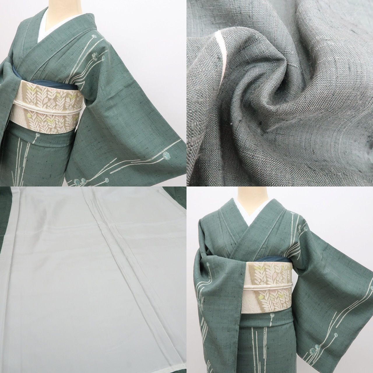 百華❀Y4724◇新品 夏着物 正絹 紗紬 仕付け糸付 手縫い仕立て 百華❀Y4724◇新品 夏着物 正絹 紗紬 仕付け糸付 手縫い仕立て