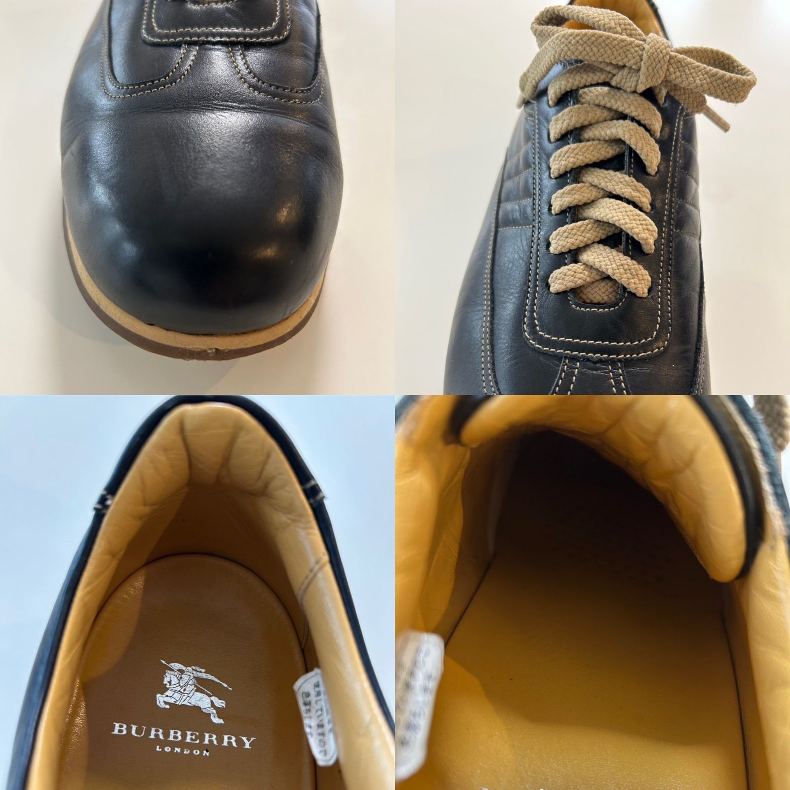 BURBERRYバーバリーBU-1340高級ブランドレザースニーカー 日本製26.5