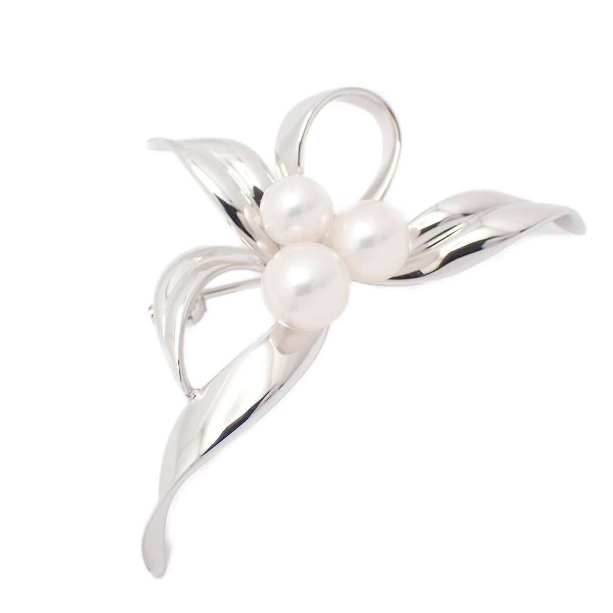 美品】MIKIMOTO ミキモト フラワー リーフモチーフ ブローチ シルバー