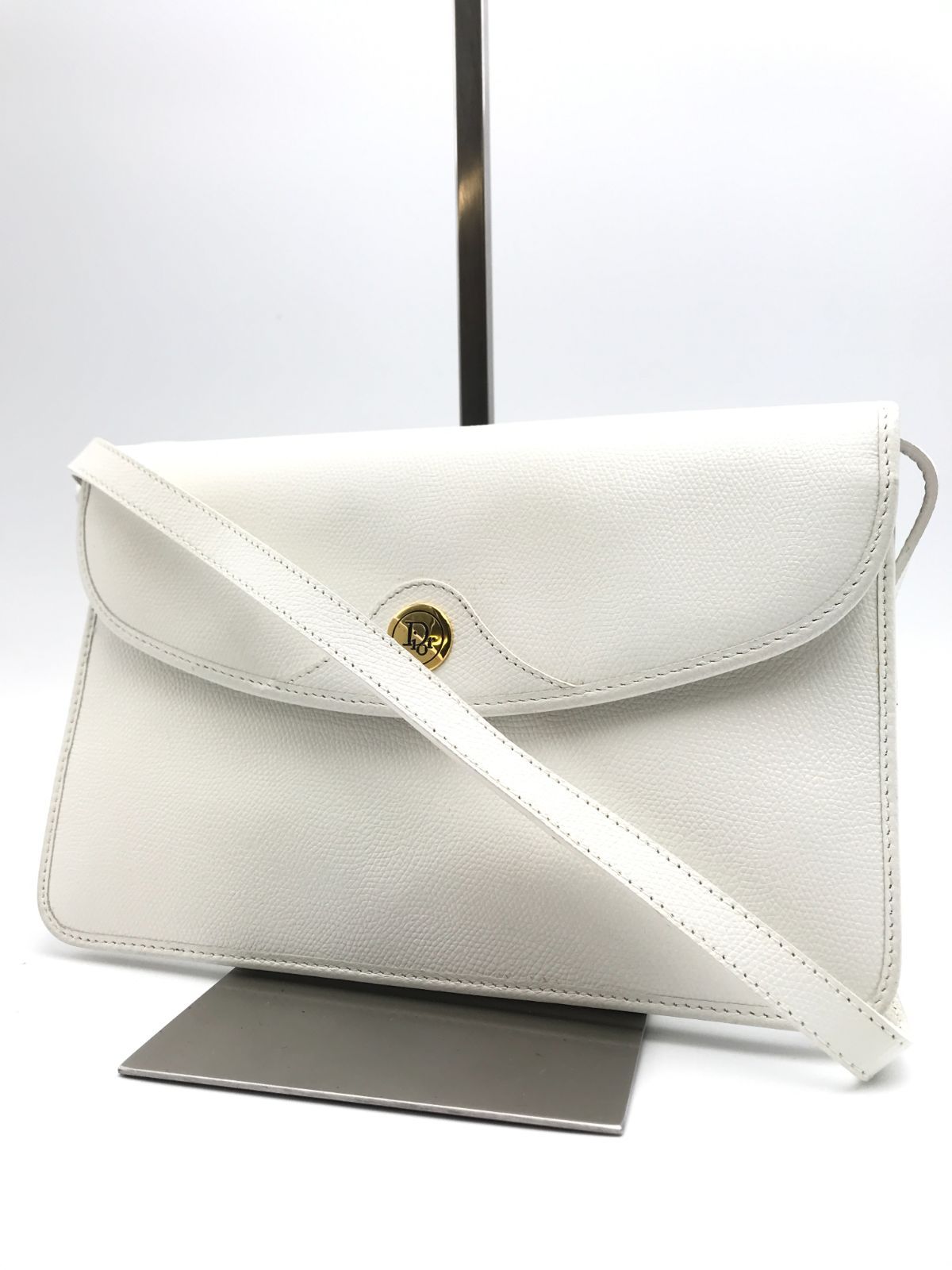 Christian Dior　ディオール　ショルダーバッグ　内部ハニカム柄　クロスボディ　PVC　ホワイト系　1306