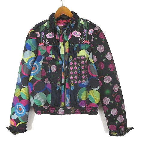 新品タグ付き☆デシグアル　バイカージャケット　ライダースジャケット　花柄　総柄 デシグアル Desigual ジャケット シングル ライダースジャケット ロゴ