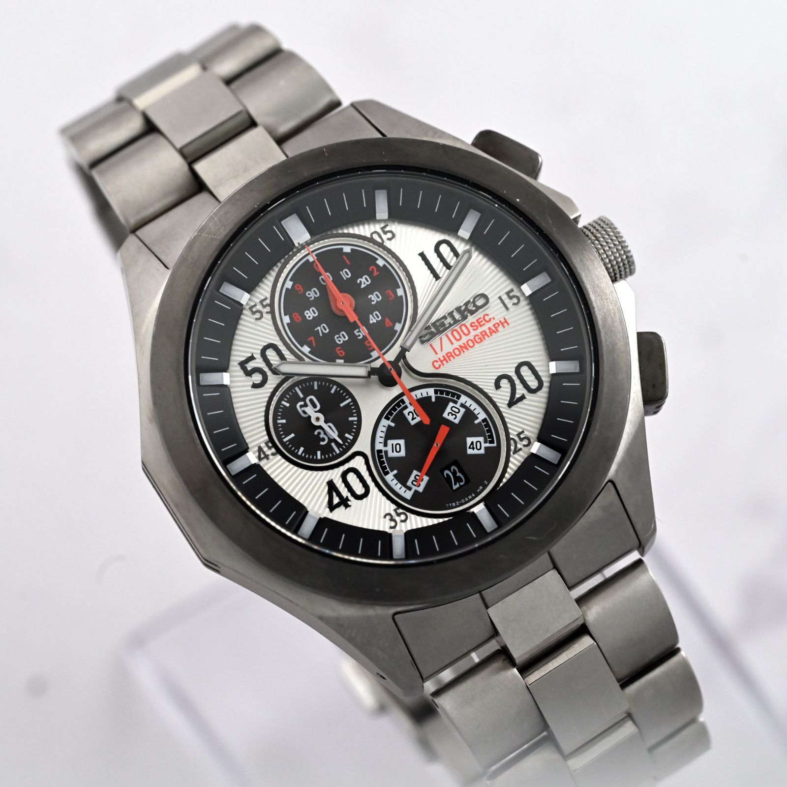 SEIKO】 セイコー QUARTZ イグニッション 43mm シルバー文字盤 クロノ 
