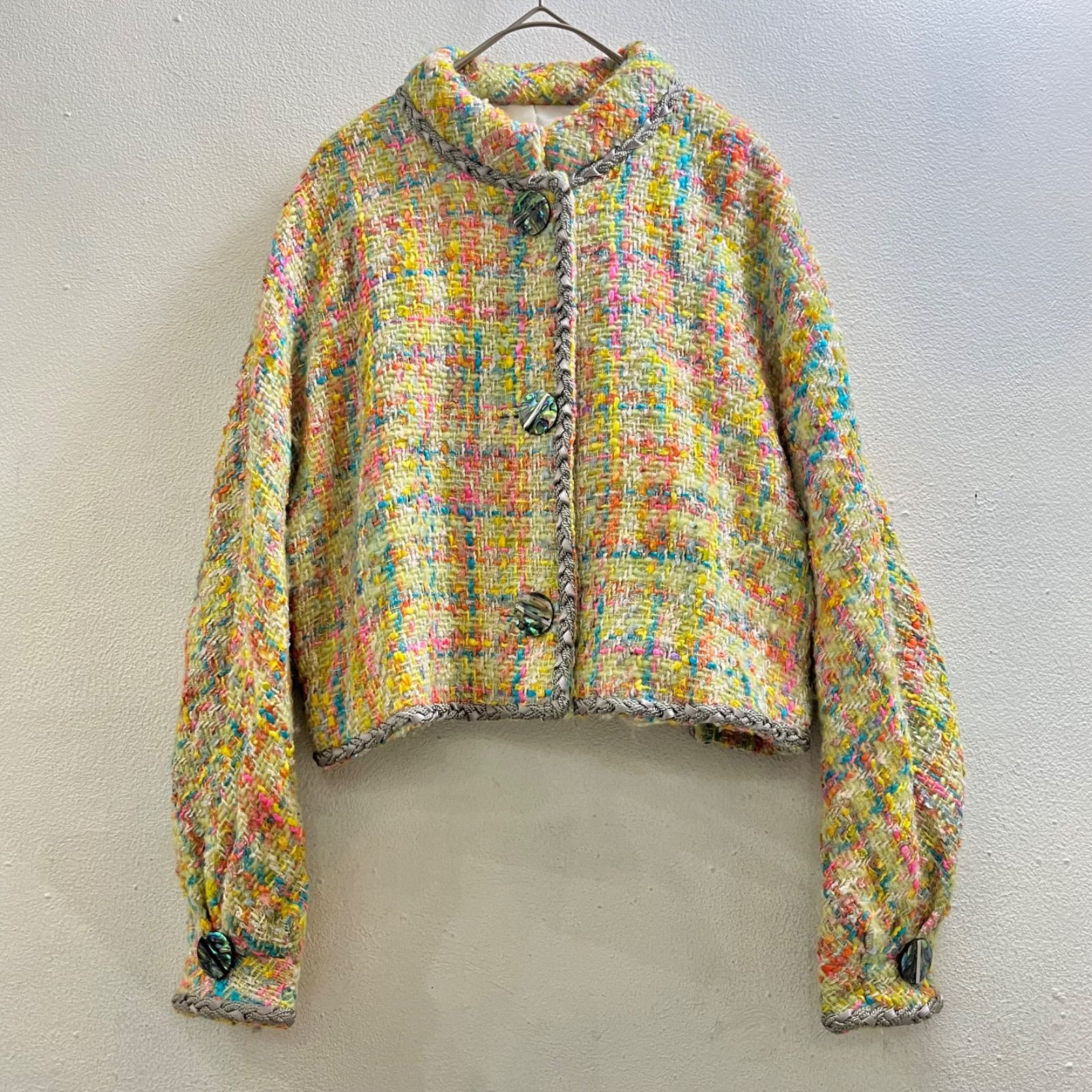 Vintage 80s ジャケット ブルゾン ツイード 立体 カラフル レア Vintage 80s ジャケット ブルゾン ツイード 立体 カラフル レア