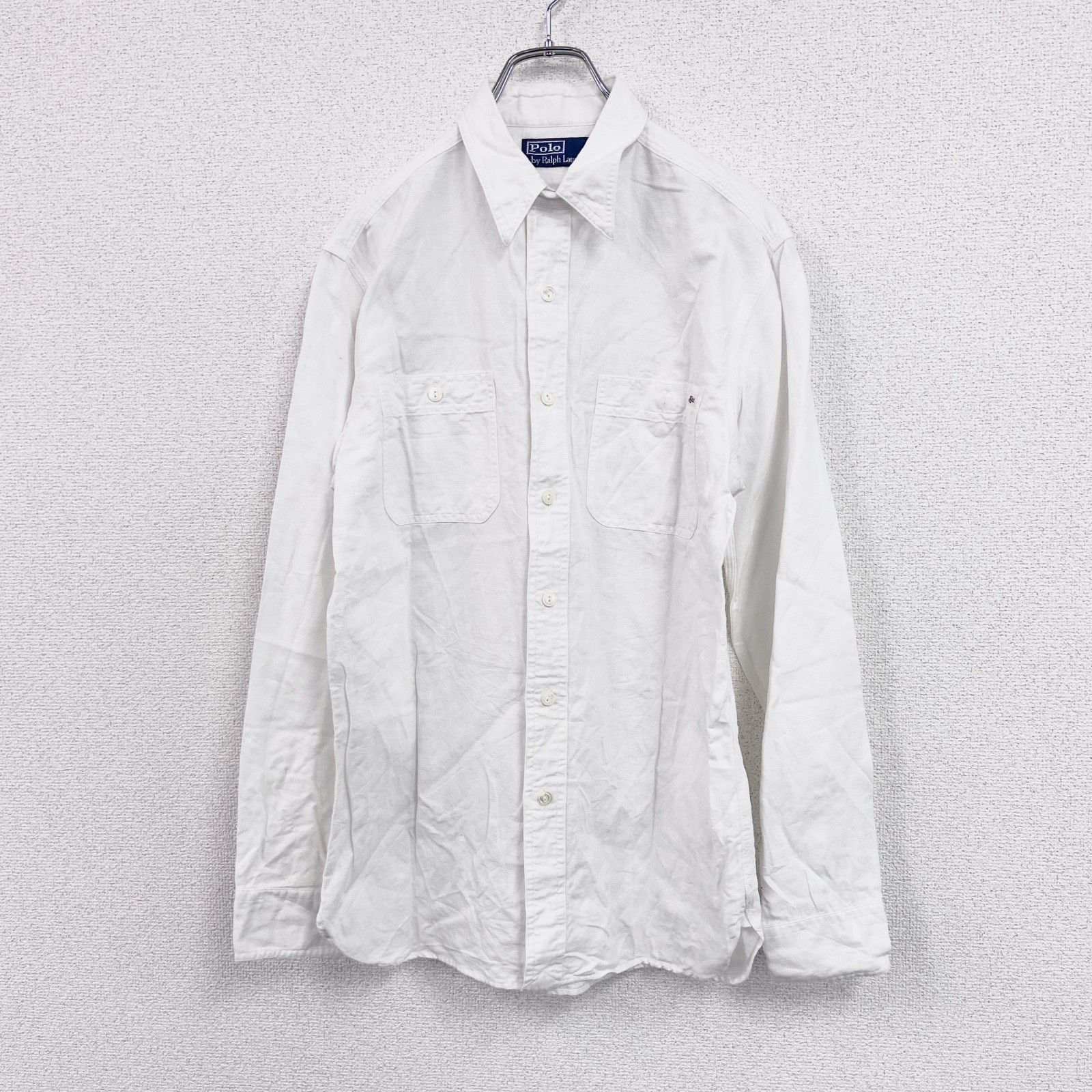 古着 used Ralph Lauren ラルフローレン 長袖リネンシャツ 白 ホワイト 
