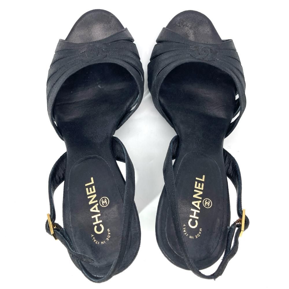 シャネル CHANEL サンダル レザー ブラック 22.5cm【中古】 - メルカリ