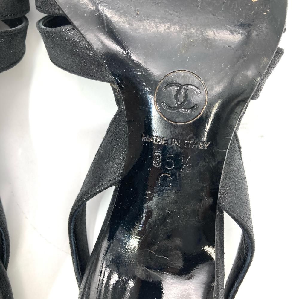 シャネル CHANEL サンダル レザー ブラック 22.5cm【中古】 - メルカリ
