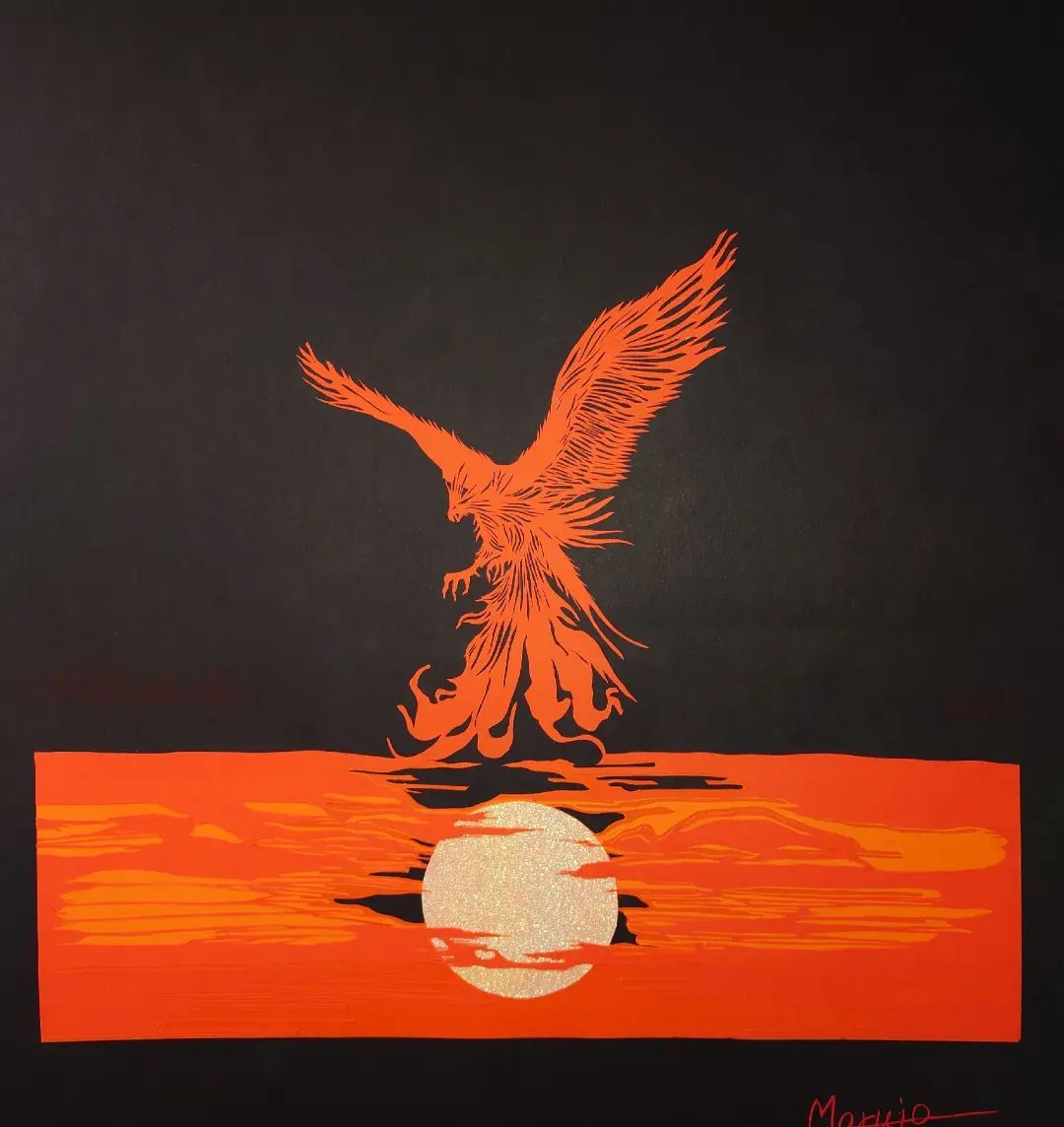 「夕日」切り絵