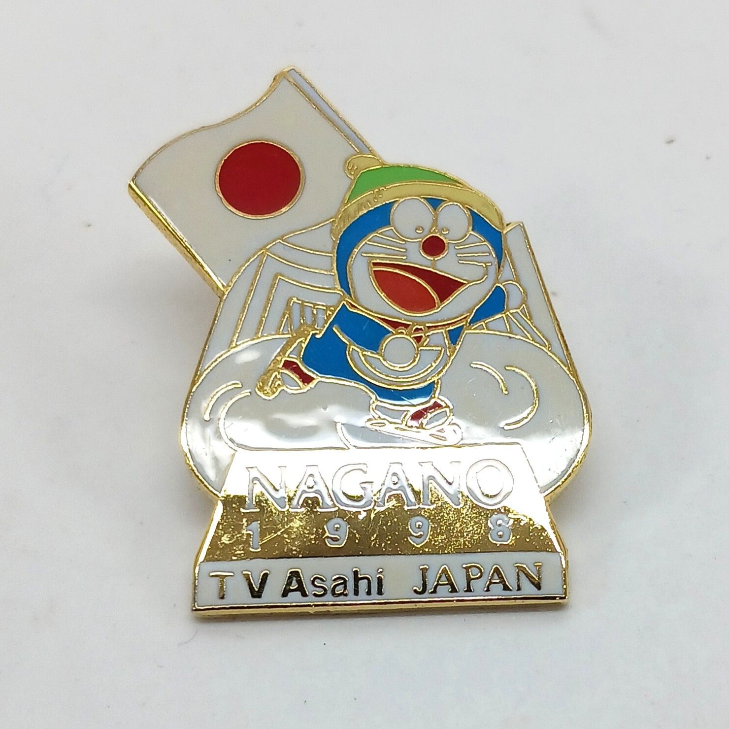 ドラえもん 1998年 長野オリンピック 公式ピンバッジ テレビ朝日 当時