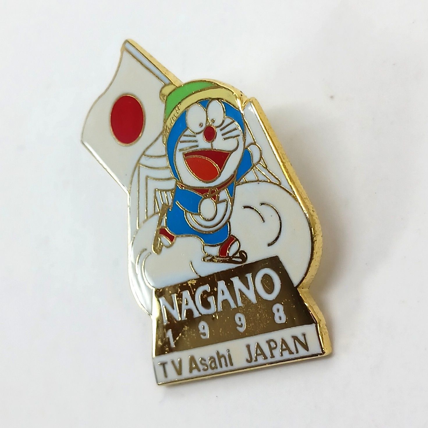 ドラえもん 1998年 長野オリンピック 公式ピンバッジ テレビ朝日 当時