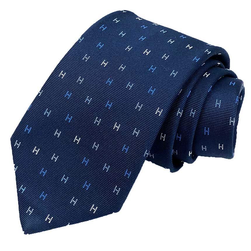 HERMES エルメス ネクタイ H柄 ネイビー シルク 箱付き 美品 aq12740