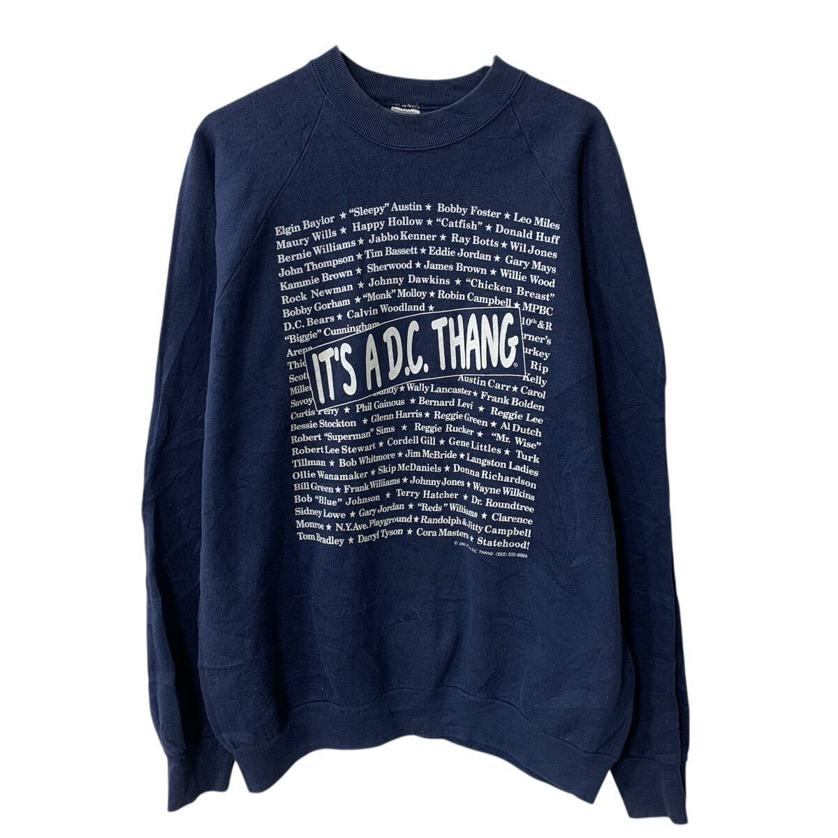 90s FRUIT OF THE LOOM プリントスウェット トレーナー 2XL ネイビー 