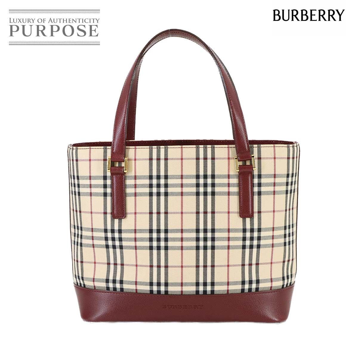 ek17 Burberrys バニティ バッグ ノバチェック ベージュ×レッド 【公式 