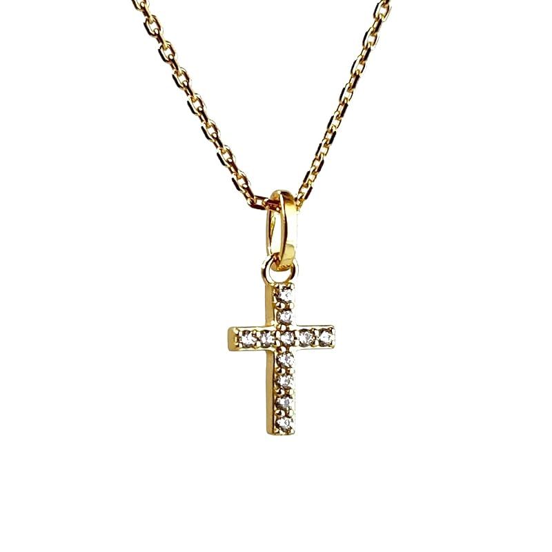 新品】 [LUXSTAR] ネックレス タイニー クロス CZ ジルコニア 